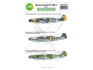 ASK Art Scale Kit Décalcomanies D32094 Messerschmitt Bf 109K-4 Partie 1 Swan song of the Messerschmitts 1/32