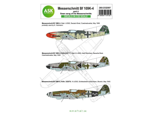 ASK Art Scale Kit Décalcomanies D32097 Messerschmitt Bf 109K-4 Partie 4 Swan song of the Messerschmitts 1/32