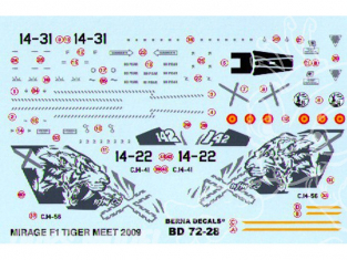 Decalques Berna decals BD72-28 MIRAGE F1M NATO TIGER MEET 2009 1/72