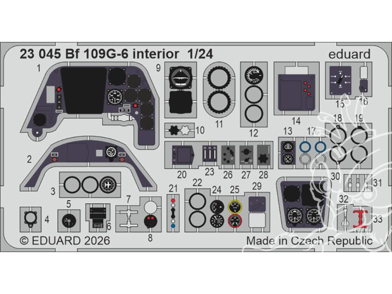 Eduard photodecoupe avion 23045 Intérieur Messerschmitt Bf 109G-6 Airfix 1/24