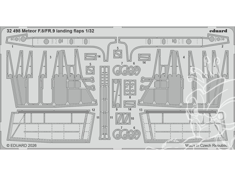 Eduard photodécoupe avion 32498 Volets d'atterrissage Meteor F.8 / FR.9 Revell 1/32