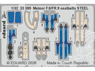 Eduard photodécoupe avion 33389 Harnais métal Meteor F.8 / FR.9 Revell 1/32