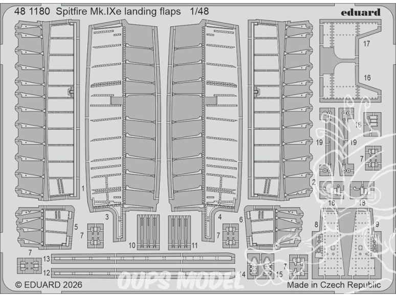EDUARD photodecoupe avion 481180 Volets d'atterrissage Spitfire Mk.IXe Airfix 1/48
