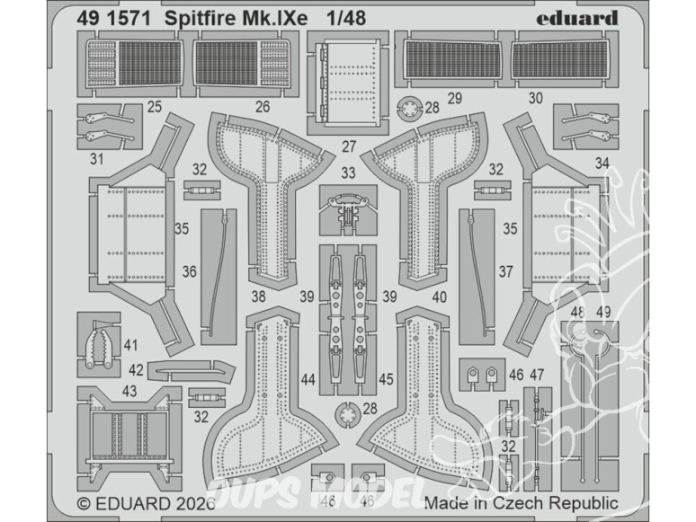 EDUARD photodecoupe avion 491571 Amélioration Spitfire Mk.IXe Airfix 1/48