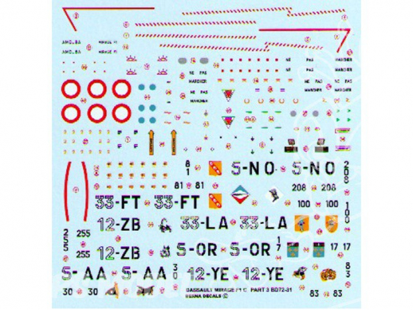 Decalques Berna decals BD72-31 DASSAULT MIRAGE F1 C Partie 3 1/72