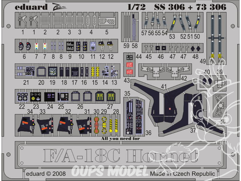 Eduard photodecoupe avion SS306 Zoom amélioration F/A-18C Academy 1/72
