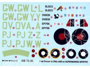 Decalques Berna decals BD72-35 FREE FRENCH ON SPITFIRE 1/72