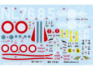 Decalques Berna decals BD72-41 MORANE SAULNIER MS 406 C1 1/72