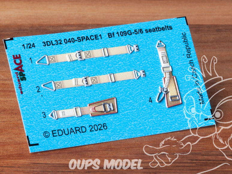 Eduard Space décalques 3D 3DL32040 Harnais Messerschmitt Bf 109G-5/6 Airfix 1/24