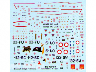 Decalques Berna decals BD72-50 DASSAULT MIRAGE F1 B Partie 2 1/72