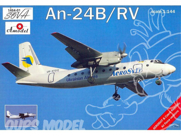 Amodel maquettes avion 1464-1 ANTONOV An-24B/RV LIGNES AERIENNES UKRAINIENNES 1/144