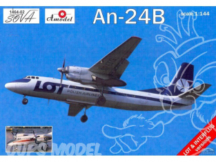 Amodel maquettes avion 1464-2 ANTONOV An-24B LIGNES AERIENNES POLONAISES et ALLEMAGNE DE L EST 1/144