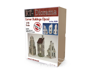 RT-Diorama 35255K Bâtiments d'angle 3 pièces Céramique 1/35