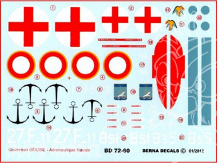 Decalques Berna decals BD72-60 GRUMMAN JRF-5 GOOSE Aeronautique Navale 1/72