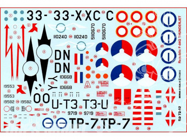 Decalques Berna decals BD72-62 REPUBLIC F-84E & F-84G THUNDERJET 1/72