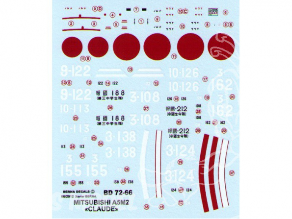 Decalques Berna decals BD72-66 MITSUBISHI A5M2 a & b CLAUDE 1/72