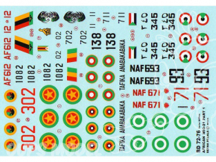 Decalques Berna decals BD72-76 MiG-21 African Air Forces Partie 1 1/72