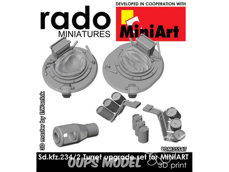 Rado miniatures accessoire RDM35S47 Sd.Kfz.234/2 amélioration de tourelle Mini Art 1/35