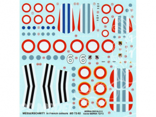 Decalques Berna decals BD72-82 Messerschmitt aux couleurs Francaises 1/72