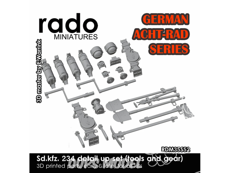 Rado miniatures accessoire RDM35S52 Sd.Kfz.234 Set d'outils et accessoires 1/35