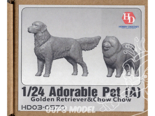 Hobby figurine HD03-0570 Adorables chiens Goden Retriver et Chow Chow 1/24