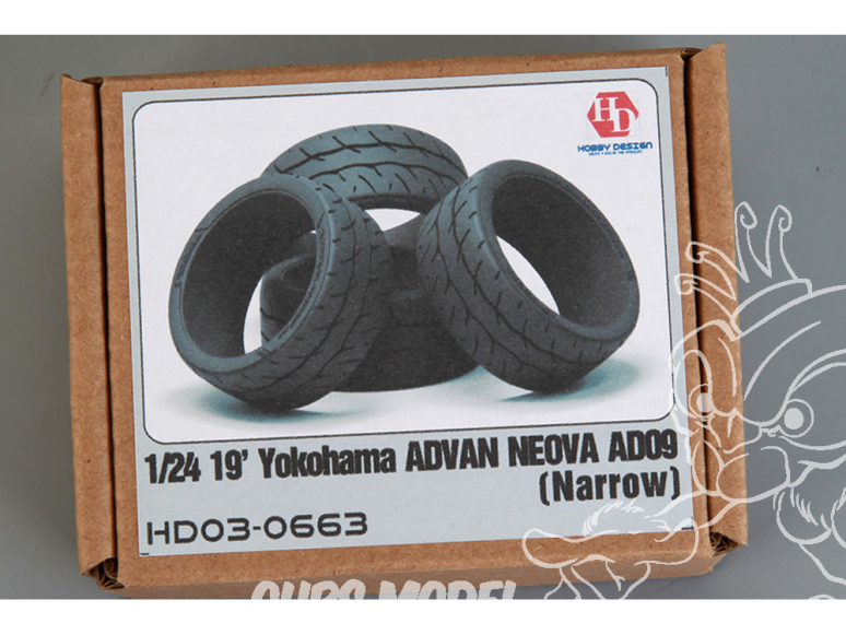 Hobby Design amélioration 03-0663 Pneus souples 19' Yokohama Advan Neova AD09 etroit 1/24