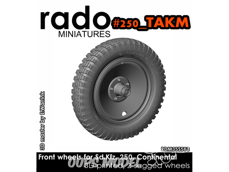 Rado miniatures accessoire RDM35S63 Sd.Kfz.250 Roues avants Continental Takom 1/35
