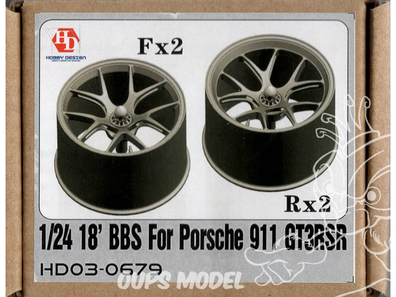 HobbyDesign Jantes HD03-0679 BBS 18' pour Porsche 911 GT3RS Tamiya 1/24