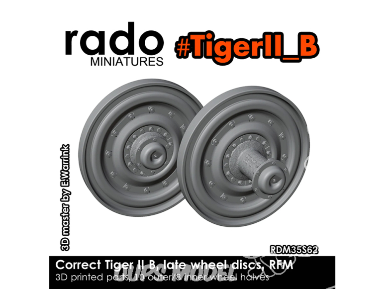 Rado miniatures accessoire RDM35S62 Roues King Tiger Late Rye Field Models 1/35