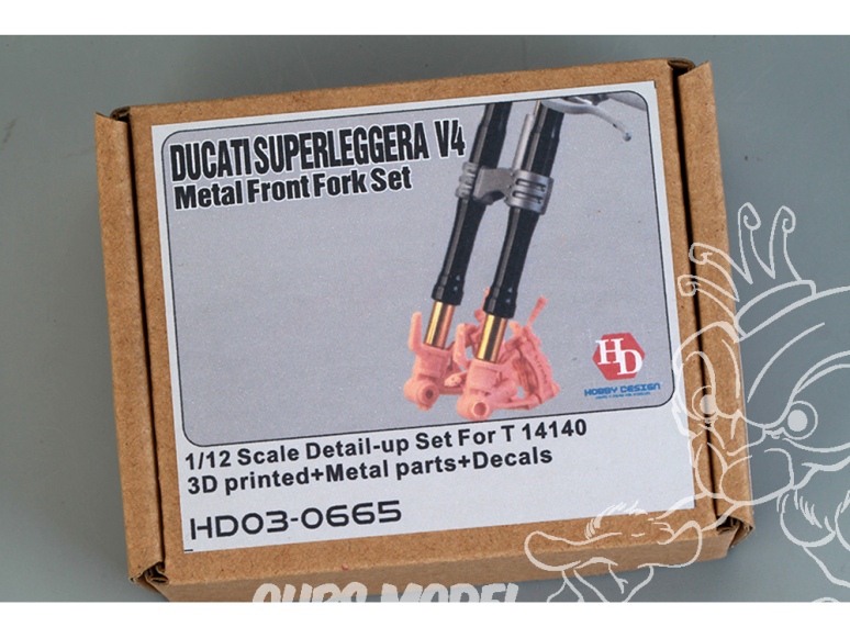 Hobby Design kit d'amélioration moto HD02-0665 Ducati Ensemble de fourche avant en métal et 3D kit Tamiya 1/12
