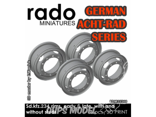 Rado miniatures accessoire RDM35S68 Jantes Sd.Kfz.234 early & late avec et sans goujons 1/35