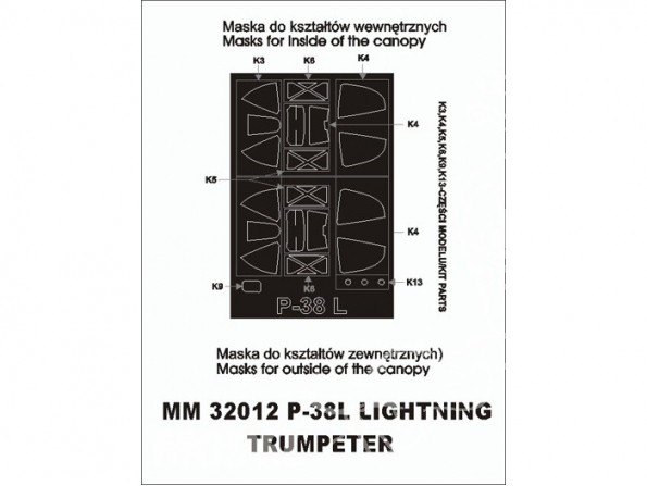 Montex Mini Mask SM32012 P-38L Lightning Trumpeter 1/32