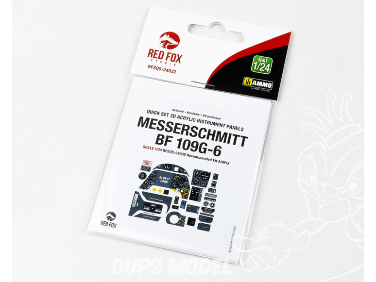 Red Fox Studio Tableaux de bord 3D avion RFQS-24032 Messerschmitt Bf 109G-6 Airfix 1/24