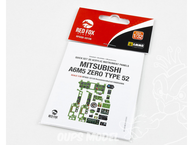 Red Fox Studio Tableaux de bord 3D avion RFQS-32136 Mitsubishi A6M5 Zero Type 52 Hasegawa 1/32