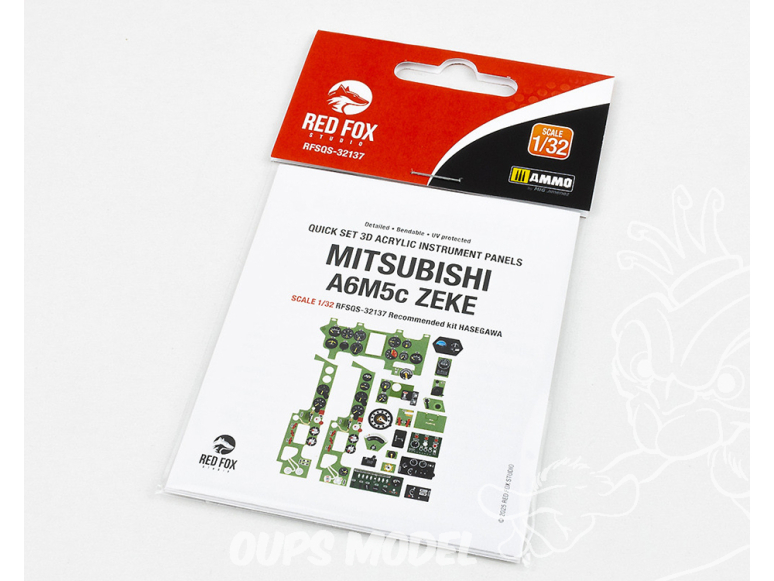 Red Fox Studio Tableaux de bord 3D avion RFQS-32137 Mitsubishi A6M5c ZEKE Hasegawa 1/32