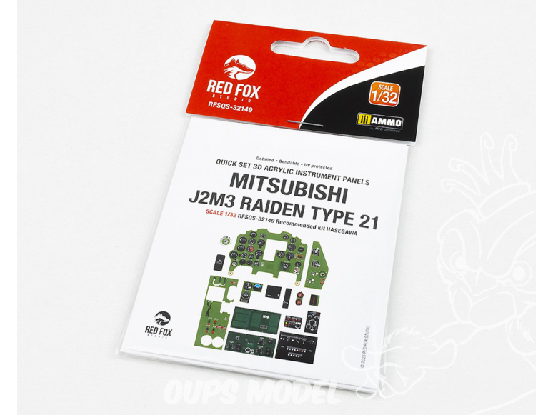 Red Fox Studio Tableaux de bord 3D avion RFQS-32149 Mitsubishi J2M3 Raiden Type 21 Hasegawa 1/32