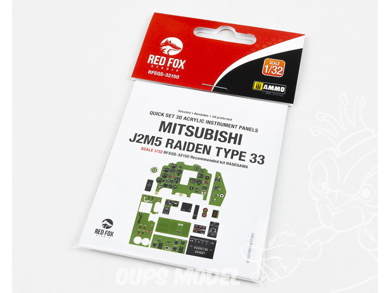 Red Fox Studio Tableaux de bord 3D avion RFQS-32150 Mitsubishi J2M5 Raiden Type 33 Hasegawa 1/32