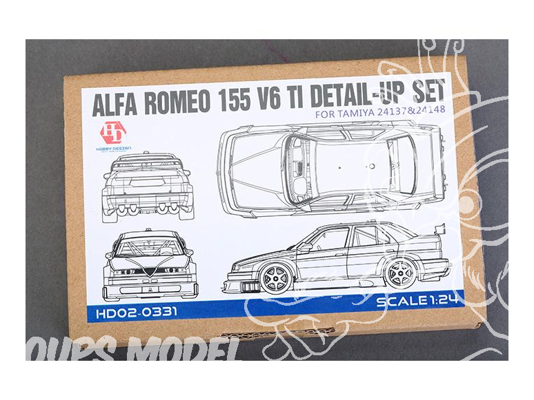 HOBBY DESIGN Kit amelioration 02-0331 Alfa Romeo 155 V6 TI Detail-up Set pour kit Tamiya 1/24
