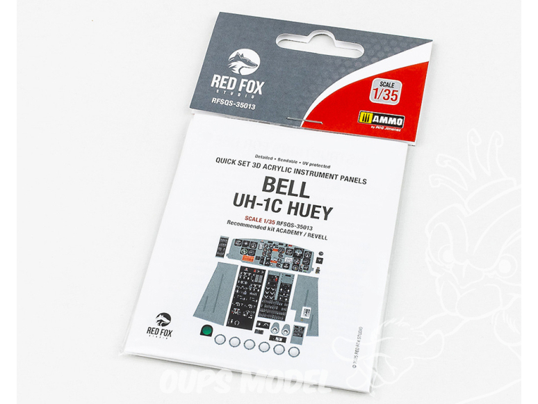 Red Fox Studio Tableaux de bord 3D hélicoptère RFQS-35013 Bell UH-1C HUEY Academy / Revell 1/35
