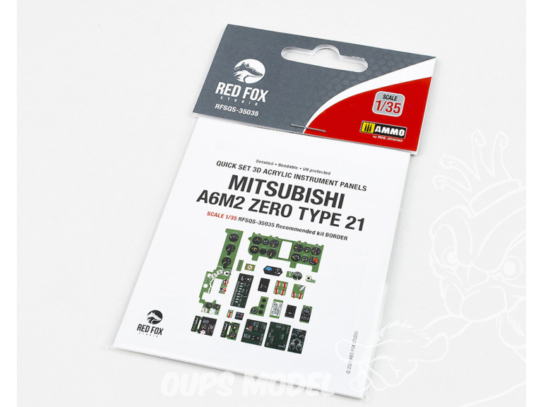 Red Fox Studio Tableaux de bord 3D avion RFQS-35035 Mitsubishi A6M2 Zero Type 21 Border Model 1/35