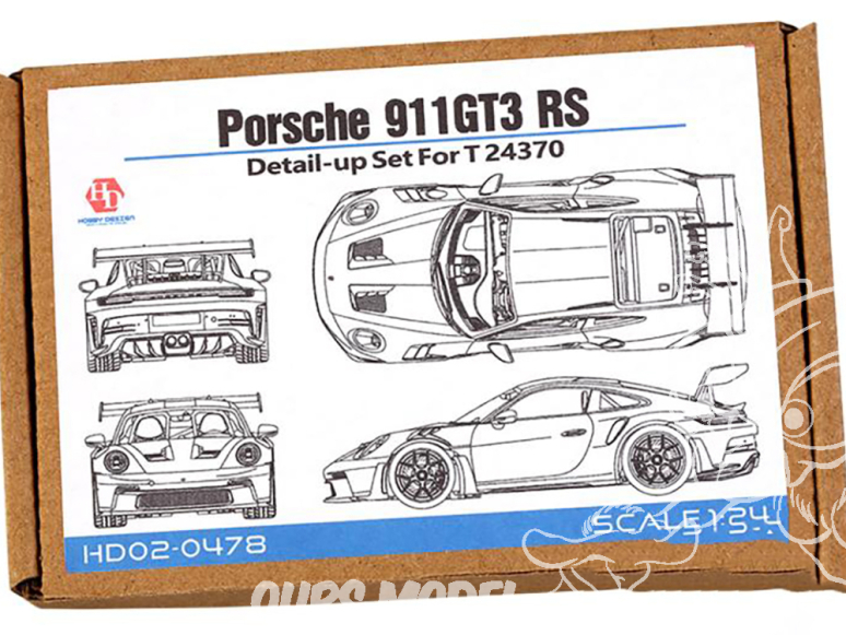 Hobby Design Amélioration 02-0478 Detail-up Porsche 911 GT3 RS 992 pour kit Tamiya 1/24