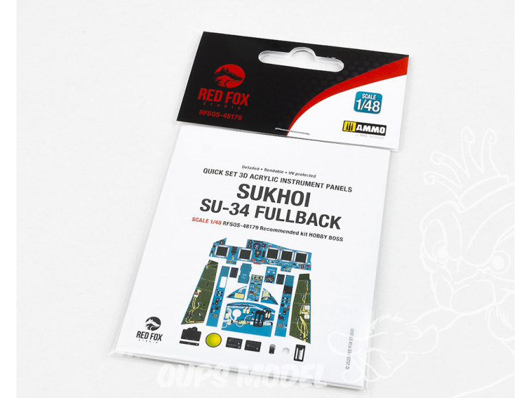 Red Fox Studio Tableaux de bord 3D avion RFQS-48179 Sukhoi SU-34 Fullback Hobby Boss 1/48