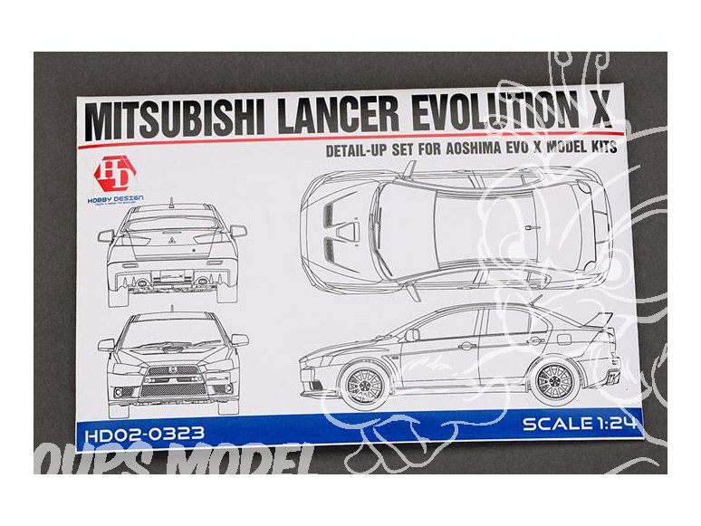 Hobby Design Amélioration 02-0323 Mitsubishi Lancer Evolution X pour kit aoshima 1/24