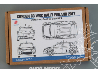 Hobby Design Amélioration 02-0430 Detail-Up Citroen C3 Rallye de Finlande pour kit Belkits 1/24