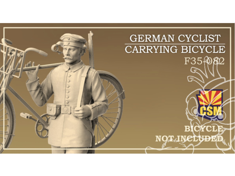Copper State Models personel F35-082 Cycliste allemand transportant un vélo 1/35