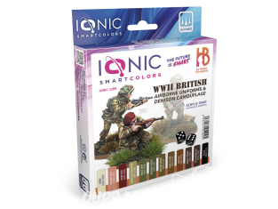 MIG peinture IONIC 1209 Set uniformes Britanniques Parachutistes & camouflage dense WWII 12 x 20ml