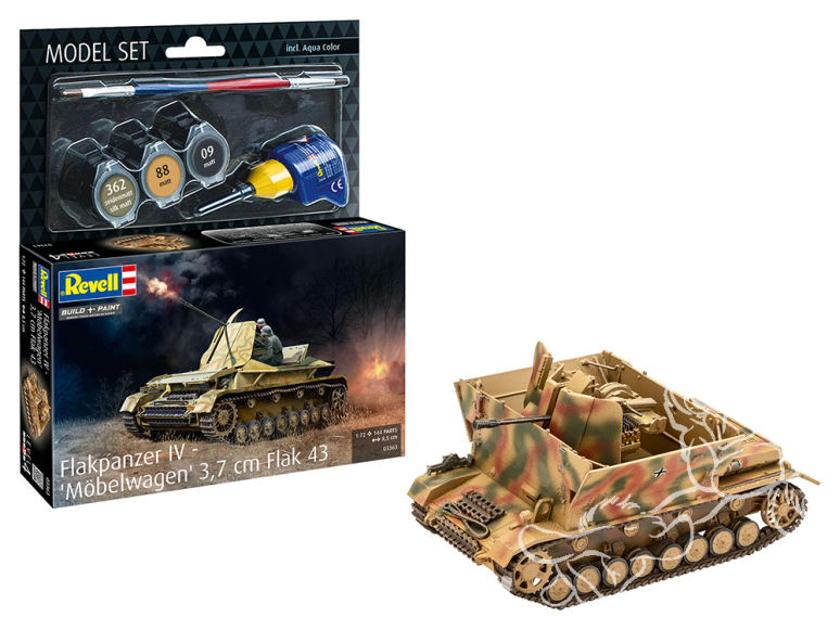 Revell maquette militaire 63363 Model Set Flakpanzer IV "Möbelwagen 3,7 cm Flak 43 avec accessoires de base 1/72