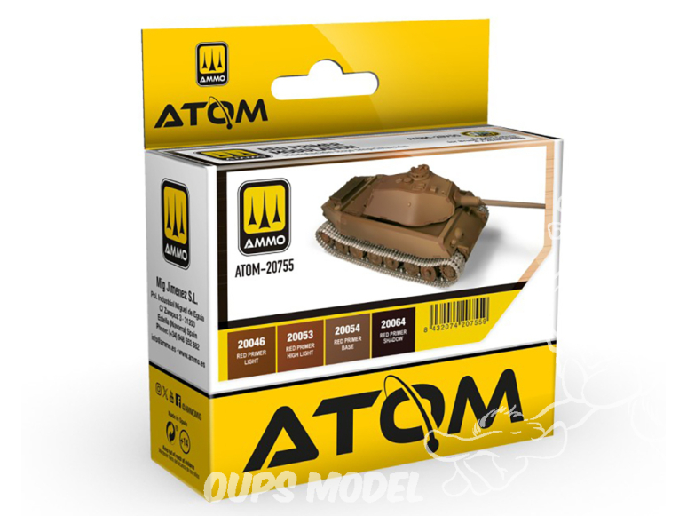 MIG peinture Atom 20755 Set couleurs Modulation rouge apprêt 4 x 20ml