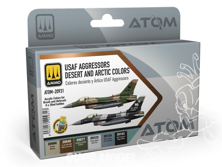 MIG peinture Atom 20931 Set avions USAF Agressors Desert & Artic 6 x 20ml