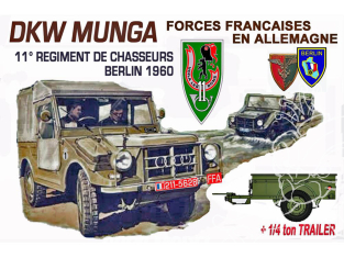 Ace Maquettes Militaire Pack-02 EDITION SPECIALE MUNGA + REMORQUE 1/4 tonne VERSION FRANCAISE 1/72